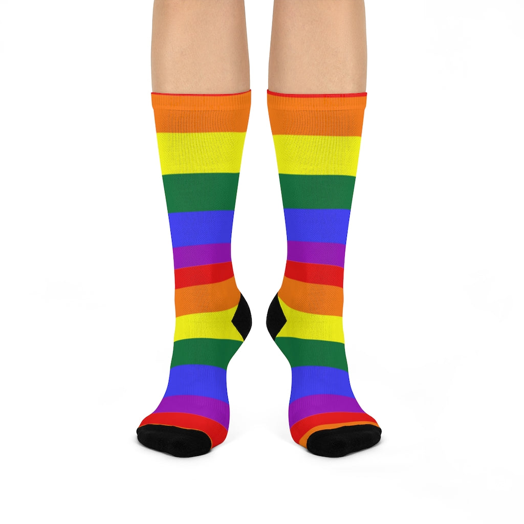 pride rainbow socks are colorful and comfortable, featuring the colors of the rainbow to show your support of the LGBTQ+ community.