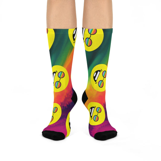 Rock these colorful socks to the pride parade and youre sure to start conversations. Features custom-designed LGBTQ Pride colors