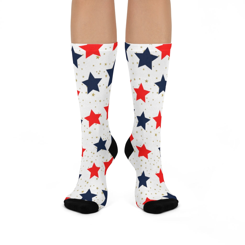 American theme star socks are made of high quality materials. They are durable, breathable and comfortable. They will be great gifts for your loved ones.